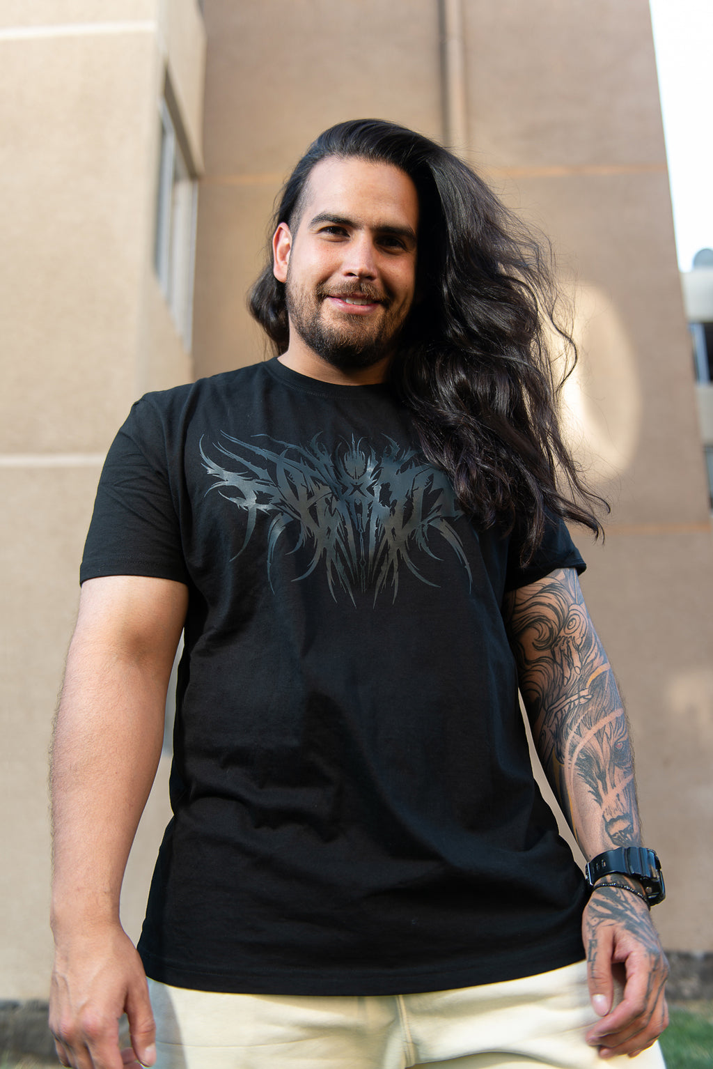 Polera Peso Pesado Full Black